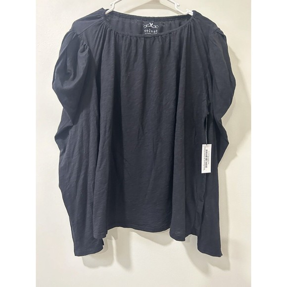 Velvet by Graham & Spencer Black Long Sleeve Blouse 1X NWT - Picture 1 of 6